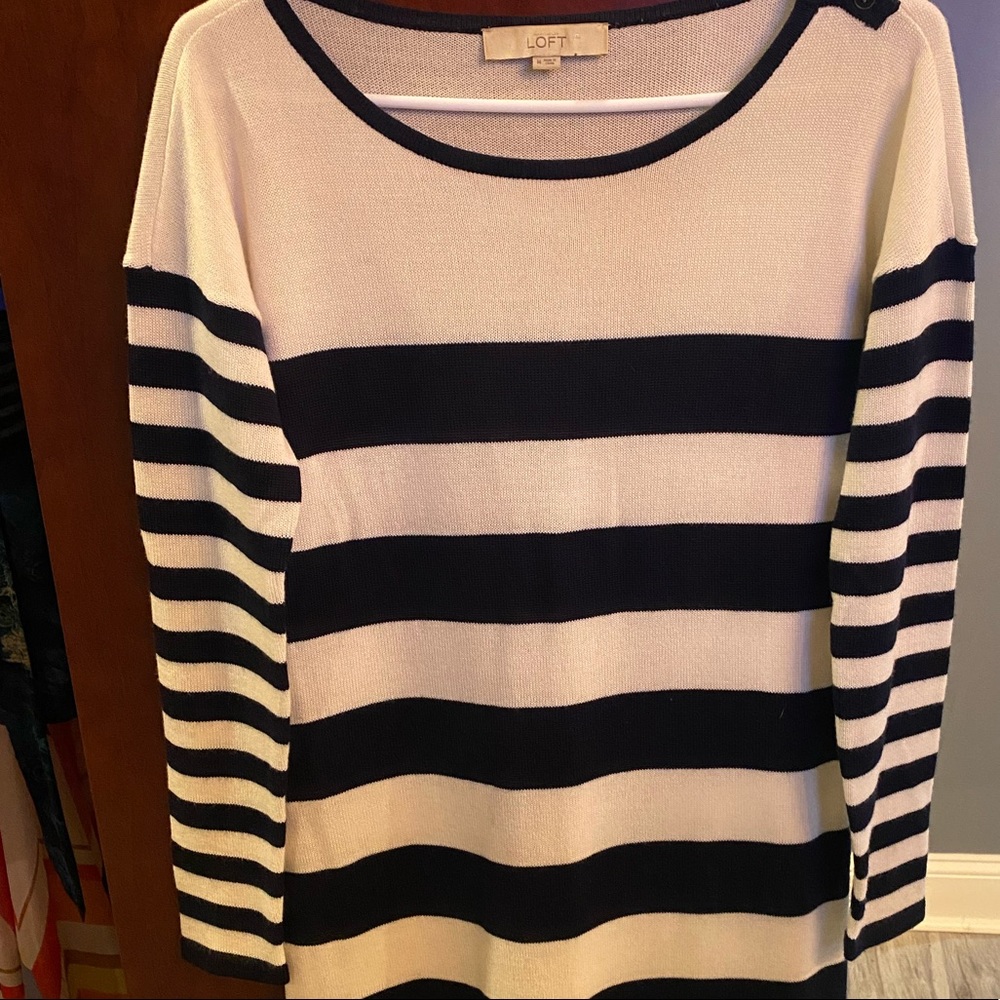Loft long sleeve white and black dress